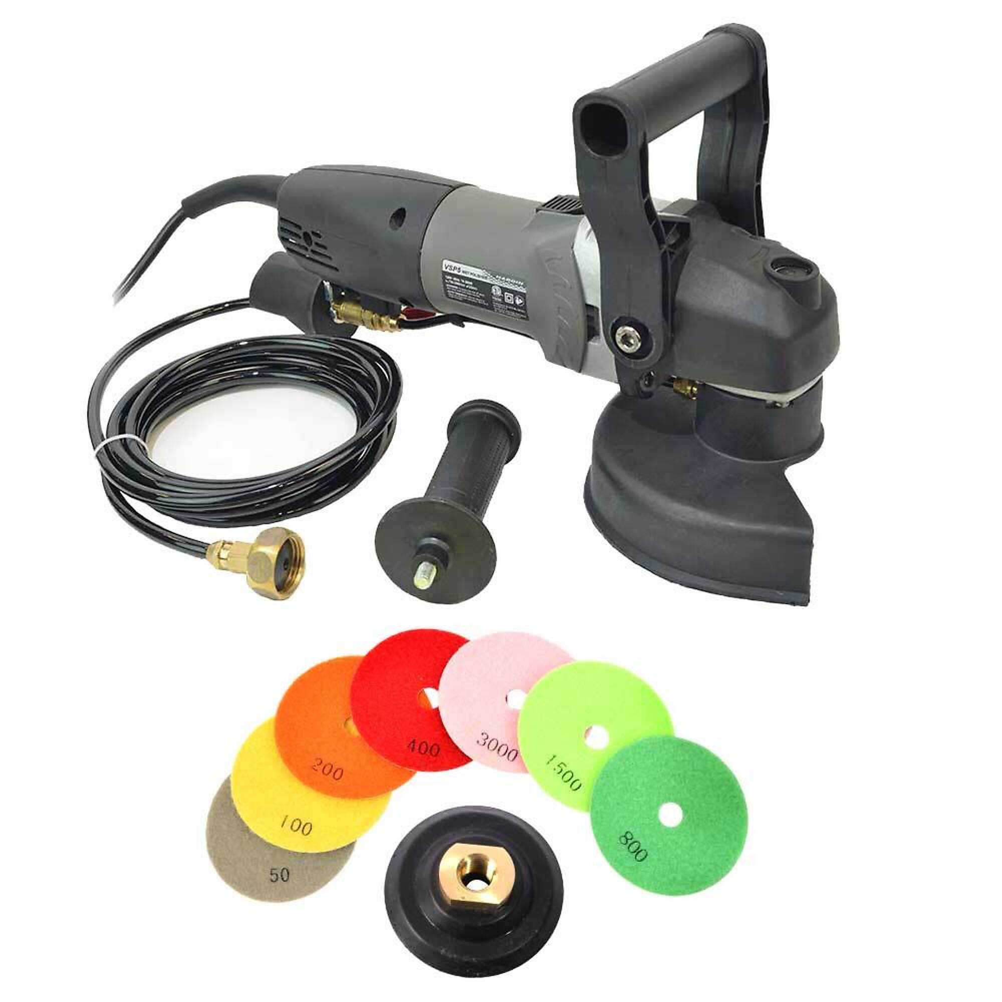 Hardin WV5BGRIN VSP5 5 Inch Var Speed Polisher and 8 pc 5 Inch Diamond Polishing Pad Set